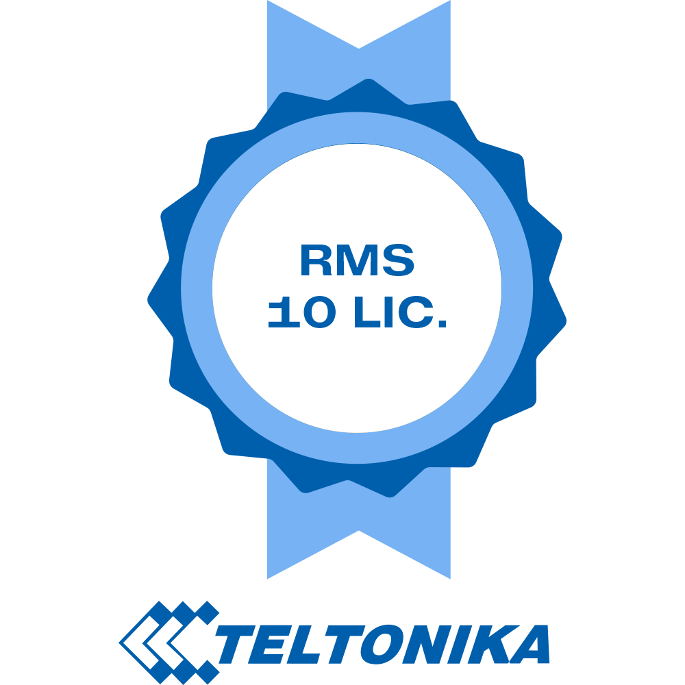 (TK-RMS-10LIC) Licences de la plateforme Teltonika RMS - Pack de 10 Licences (Crédits) - Télésurveillance du routeur Teltonika - Configuration à distance du routeur Teltonika - Gestion Telnet / SFTP / SSH / HTTP / HTTPS - 1 licence permet de gérer 1 routeur pendant 1 mois