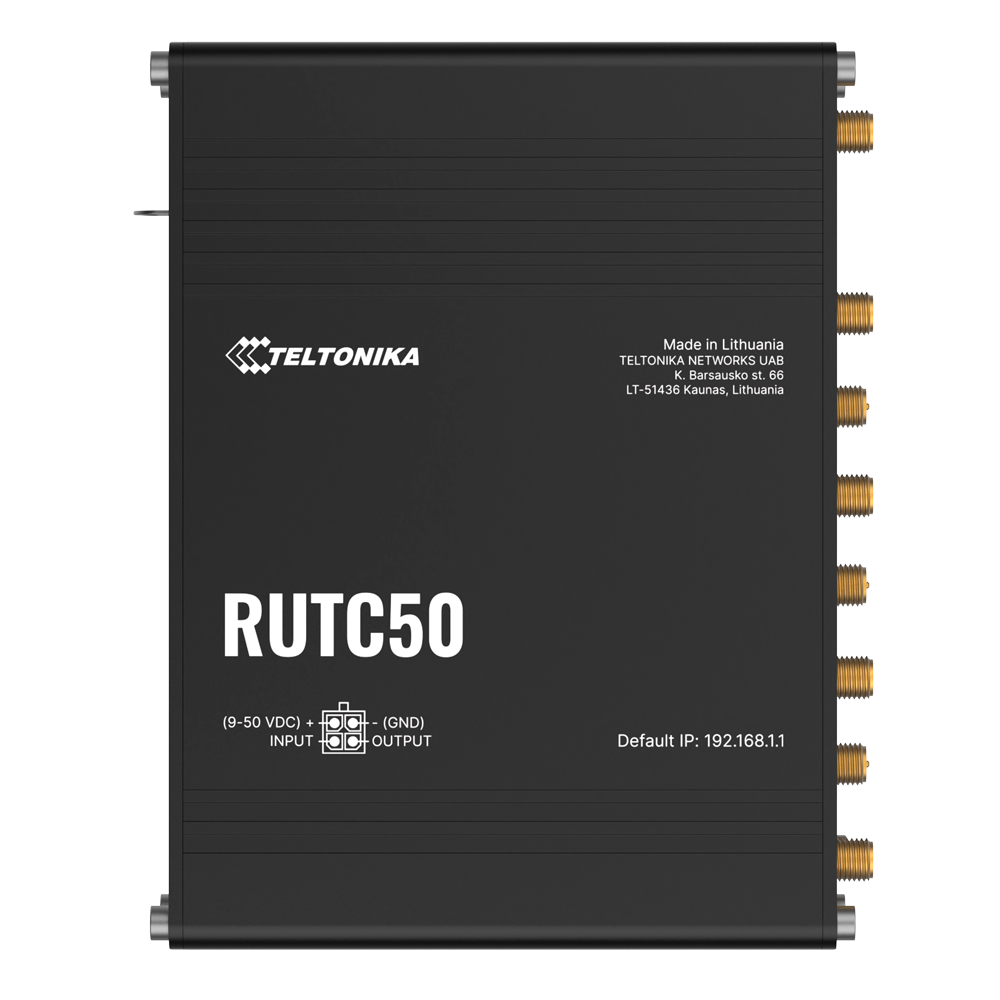 (TK-RUTC50) Routeur Teltonika 5G Industriel - 5G Sub-6Ghz SA/NSA  - Double SIM Double Modem  - Wi-Fi 6 - Positionnement GNSS - 5 ports Ethernet RJ45 Gigabit