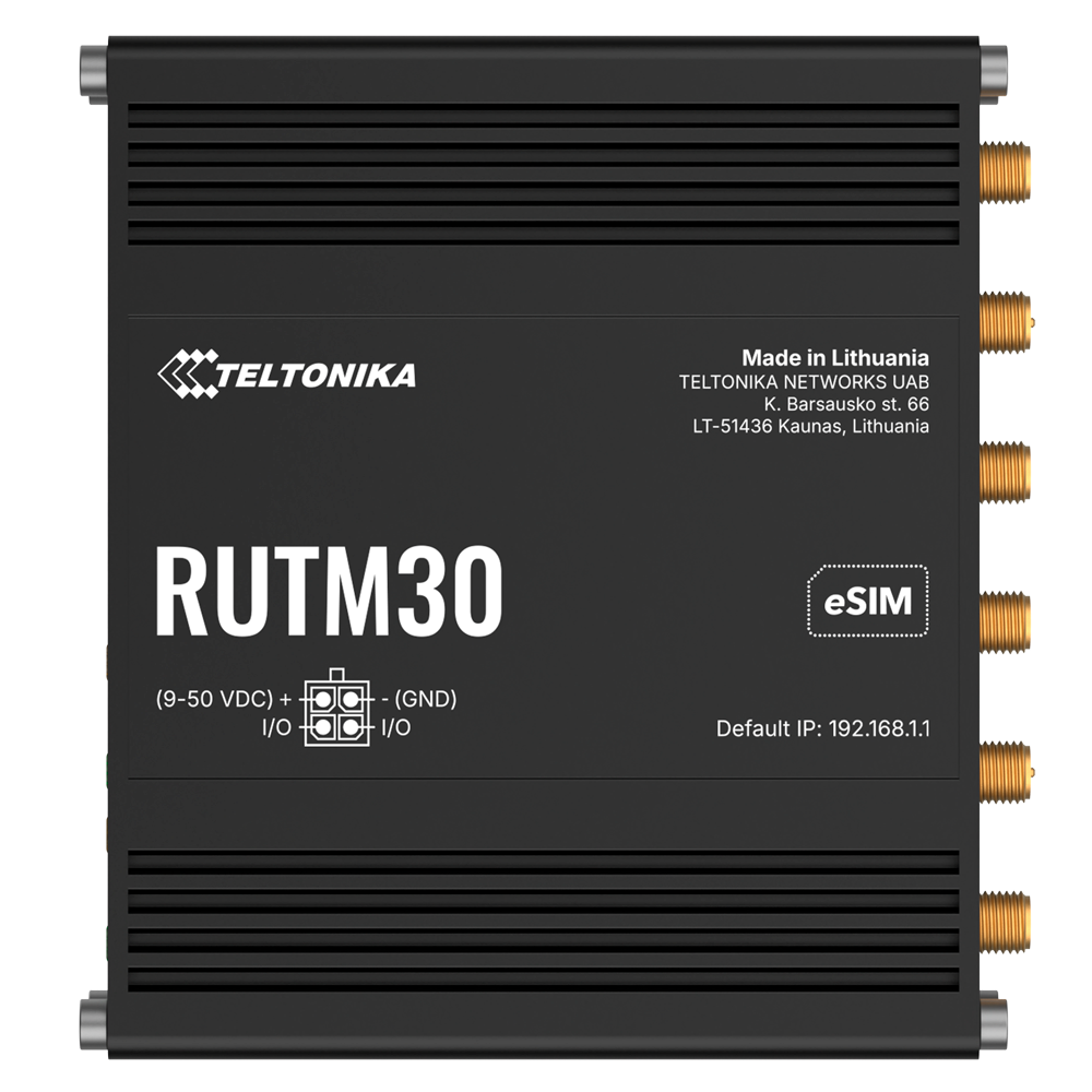 (TK-RUTM30) Routeur Teltonika 5G Industriel - 5G Sub-6Ghz SA/NSA  - Dual SIM  - Wi-Fi 5 - eSIM - 2 ports Ethernet RJ45 Gigabit