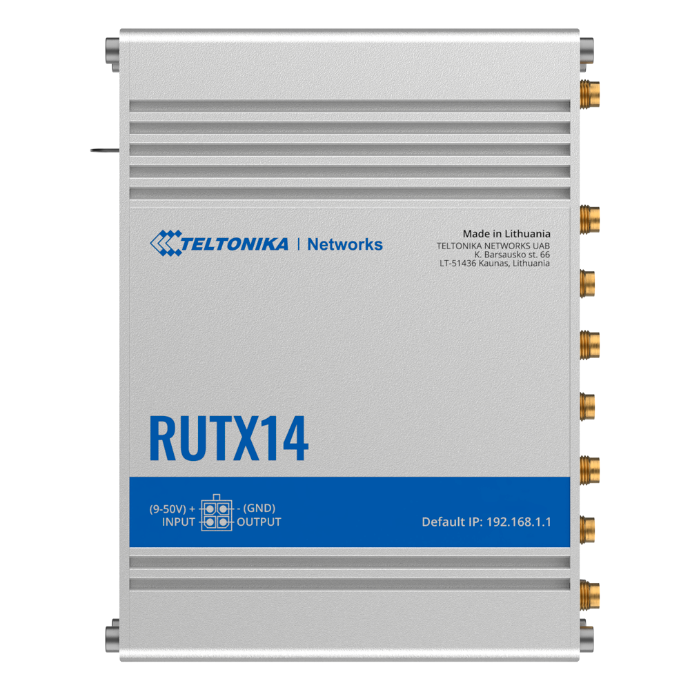 (TK-RUTX14) Routeur Teltonika 4G Industriel - Modem 4G Cat 12 Double SIM  - Wi-Fi 5 - Bluetooth LE 4.0 - Positionnement GNSS - 5 ports Ethernet RJ45 Gigabit