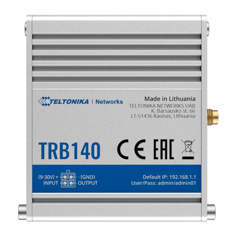 (TK-TRB140) Passerelle Teltonika 4G Industrielle - 4G Cat 4 / 3G / 2G - Port Ethernet RJ45 10/100/1000Mbps - Design compact - Connecteur Micro USB
