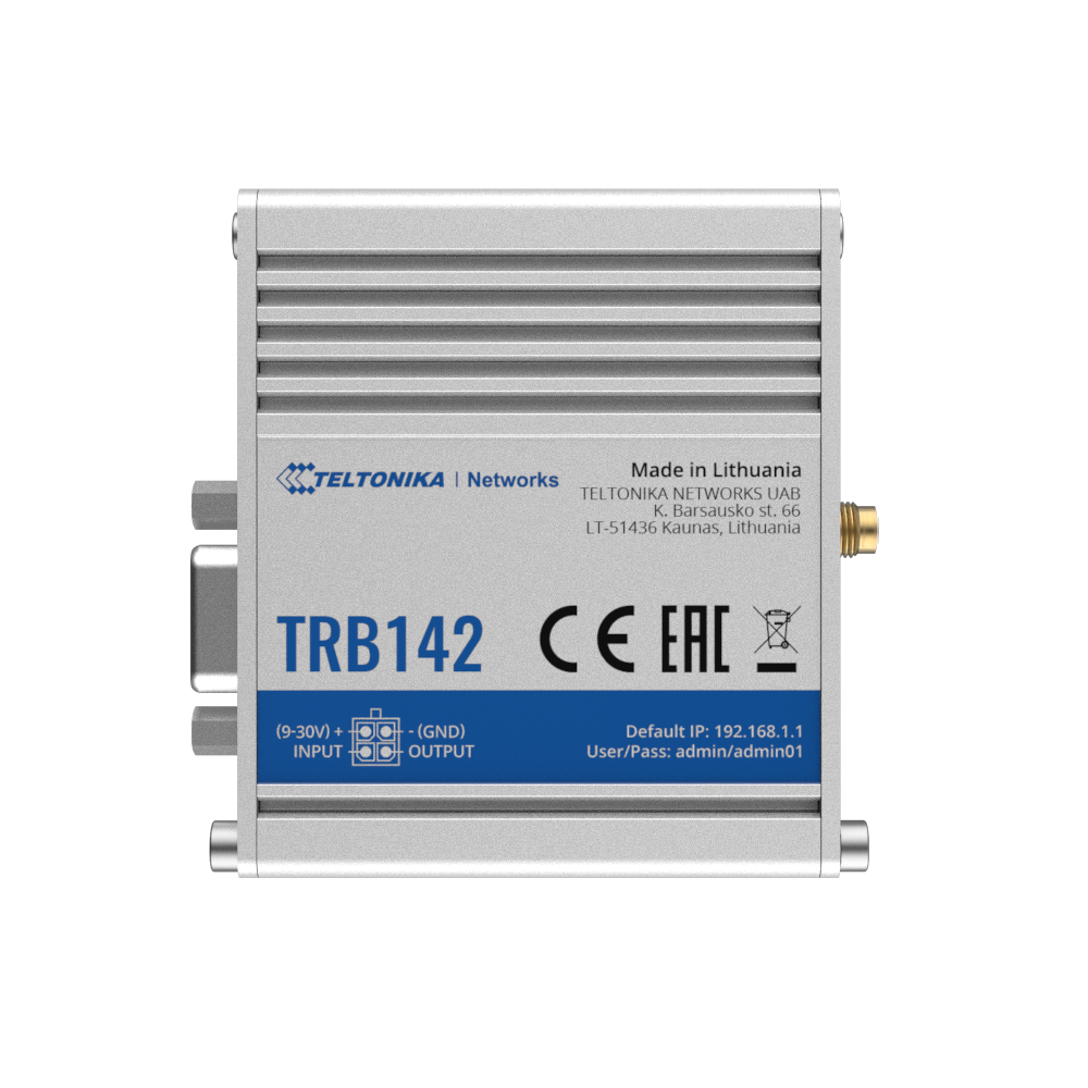 (TK-TRB142) Passerelle Teltonika 4G Industrielle - 4G Cat 1 / 3G / 2G - Port RS232 - Design compact - Connecteur Micro USB