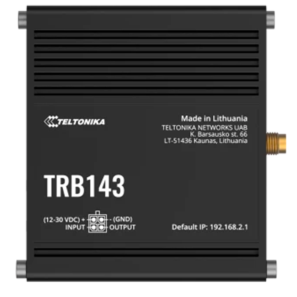 (TK-TRB143) Passerelle Teltonika 4G Industrielle - 4G Cat 4 / 3G / 2G - Port Ethernet RJ45 10/100/1000Mbps - Entrée M-BUS - Design compact - Connecteur Micro USB