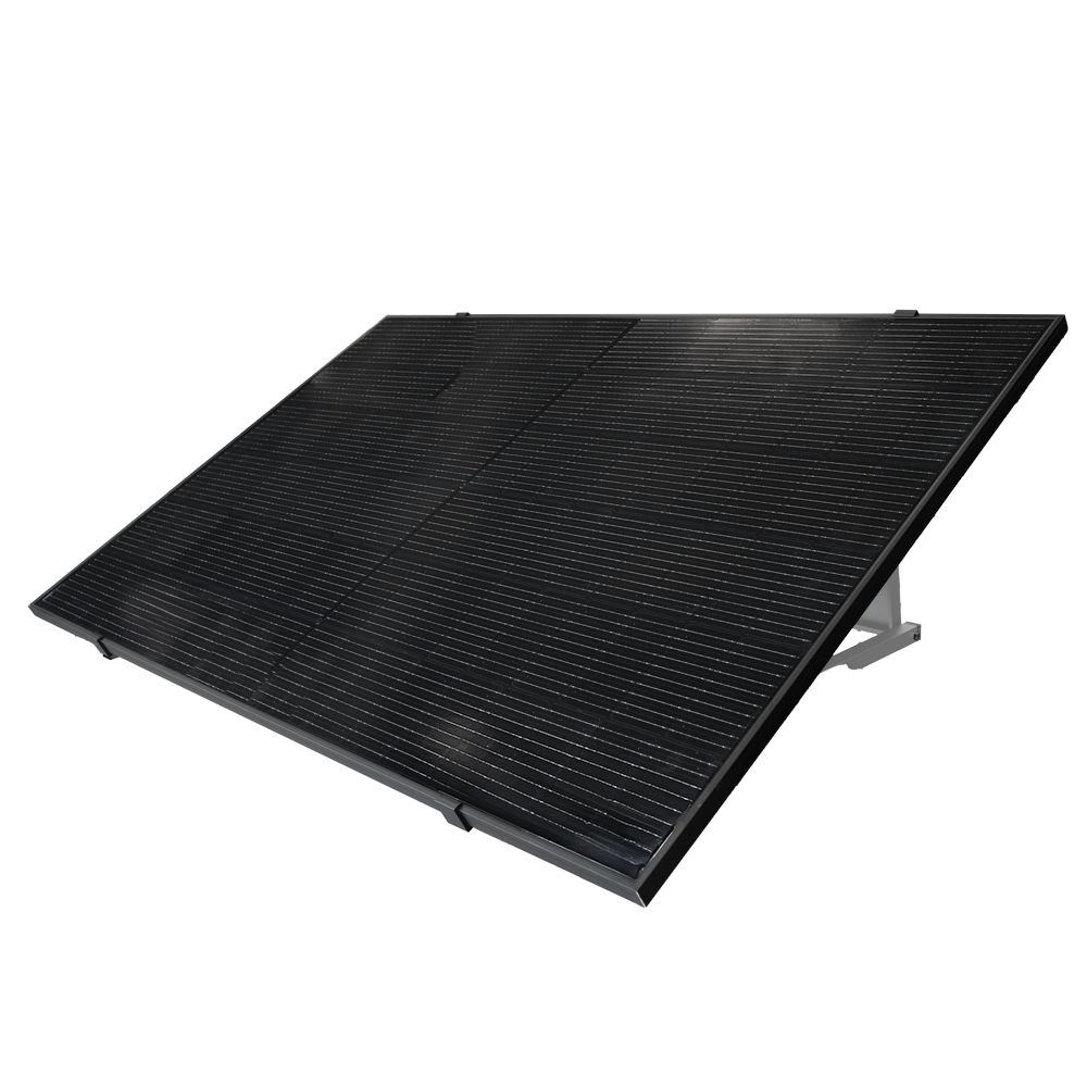 (TSOL-ESK400-PS) Kit solaire Pop Up TSUN - Panneau noir complet 400W - Micro-onduleur M400 400W - Support pour installation au sol - Connexion Wi-Fi via Smart Plug - Permet de connecter jusqu'à 11 kits ensemble