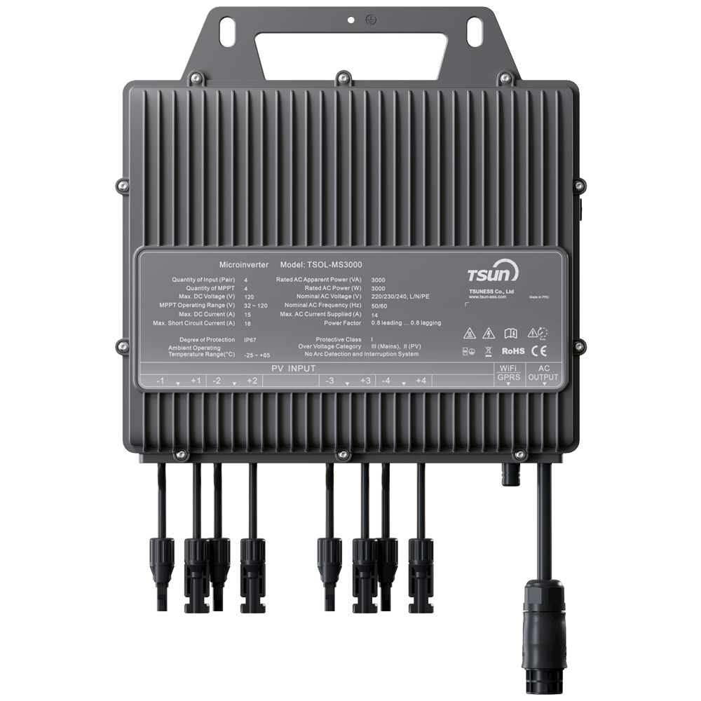 (TSOL-MS3000) Micro-onduleur TSUN  - Puissance 3000W - 4 Entrées MPPT - Efficacité de 97.2% - Module de communication Wi-Fi - WEB et APP mobile