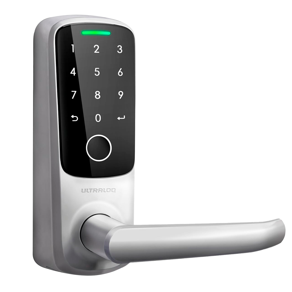 (UL-LATCH5-FINGERPRINT) Serrure intelligente Anviz Ultraloq - Empreinte digitale, code PIN et application - 50 utilisateurs Wi-Fi et Bluetooth - Autonomie 4 x piles AA - Application mobile U-tec - Adapté pour extérieur IP65
