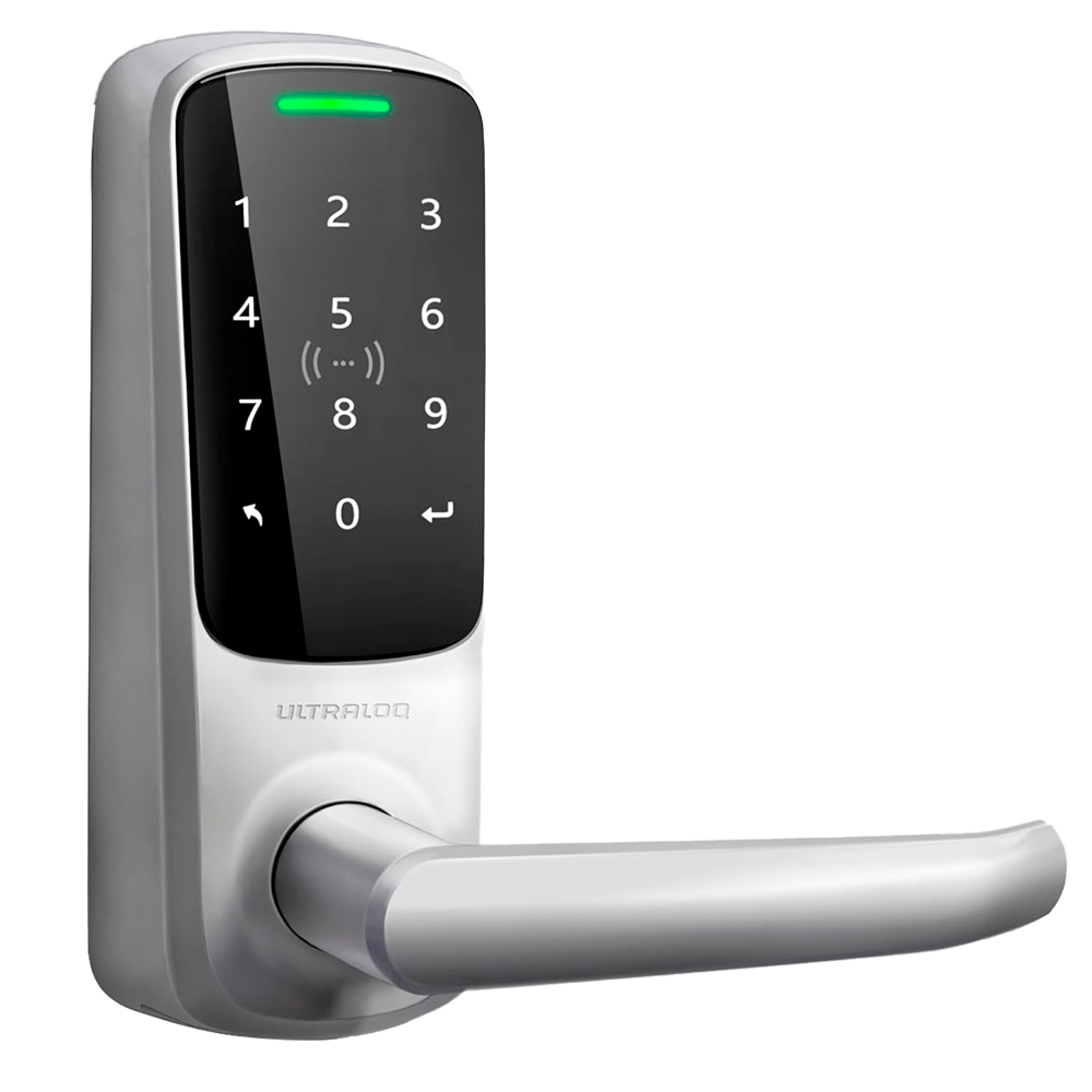 (UL-LATCH5-NFC) Serrure intelligente Anviz Ultraloq - NFC, PIN et App - 50 utilisateurs Wi-Fi et Bluetooth - Autonomie 4 x piles AA - Application mobile U-tec - Adapté pour extérieur IP65