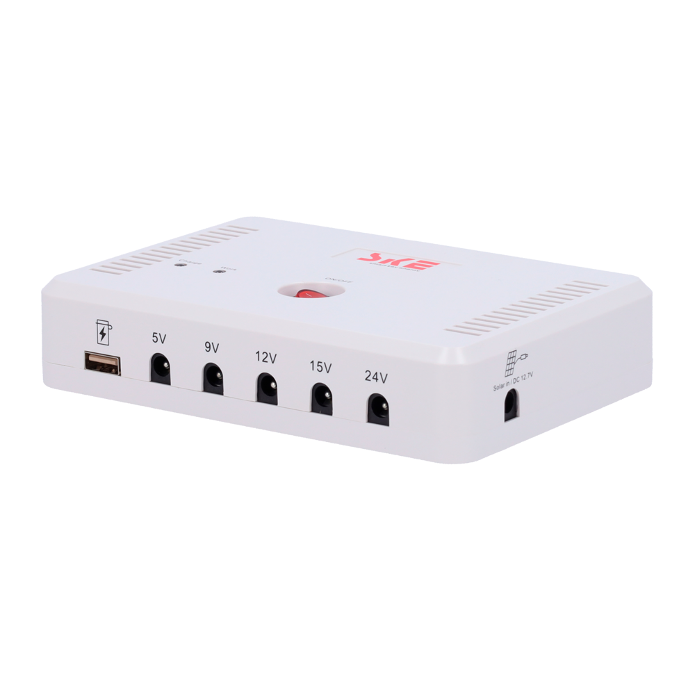 (UPS-DC5V-24V-12AH) Batterie rechargeable - Entrée 12.7 VDC - Sorties 5/9/12/19/24 V - Composition de la batterie Li-Ion - Connecteur caméra