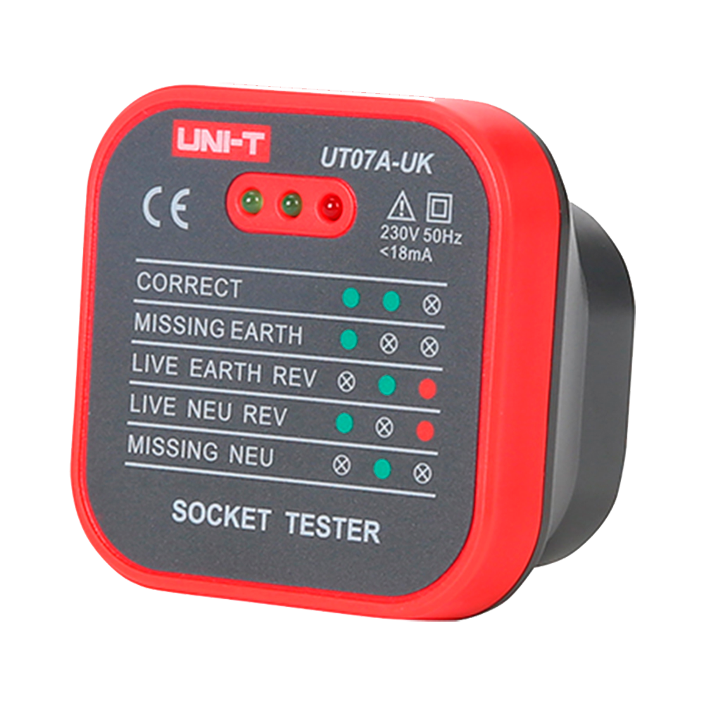 (UT07A-UK) Testeur de prises électriques UK - Vérification des erreurs de câblage - Test de possibles fuites