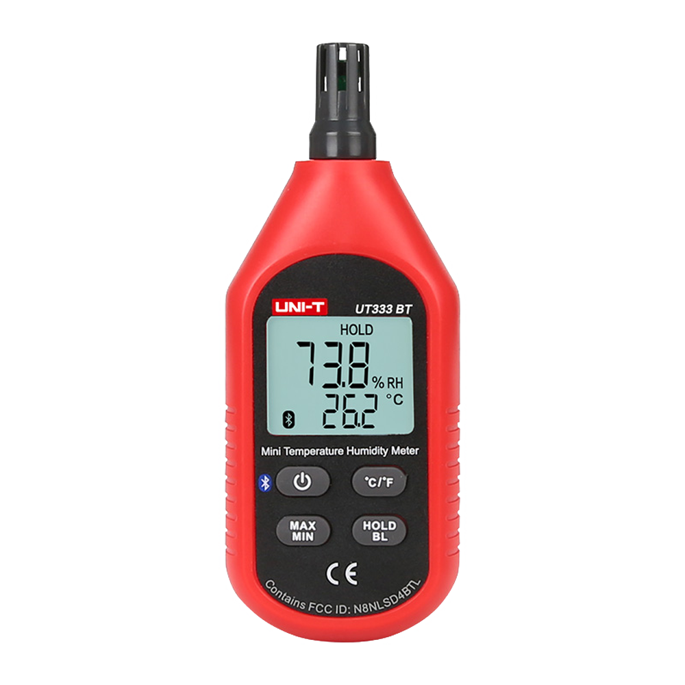 (UT333-BT) Compteur de conditions environnementales - Mesure de la température et de l'humidité - Conception légère et économique avec interface intuitive - Arrêt automatique - Connexion avec l'application via Bluetooth