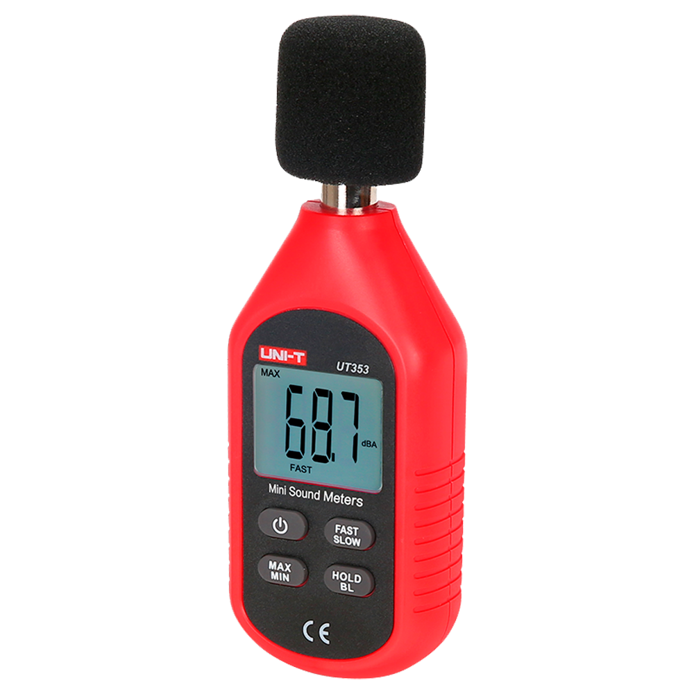 (UT353) Sonomètre - Capture le bruit jusqu'à 130 dB avec une réponse rapide - Écran LCD rétroéclairé - Conception ergonomique et légère avec interface intuitive - Arrêt automatique
