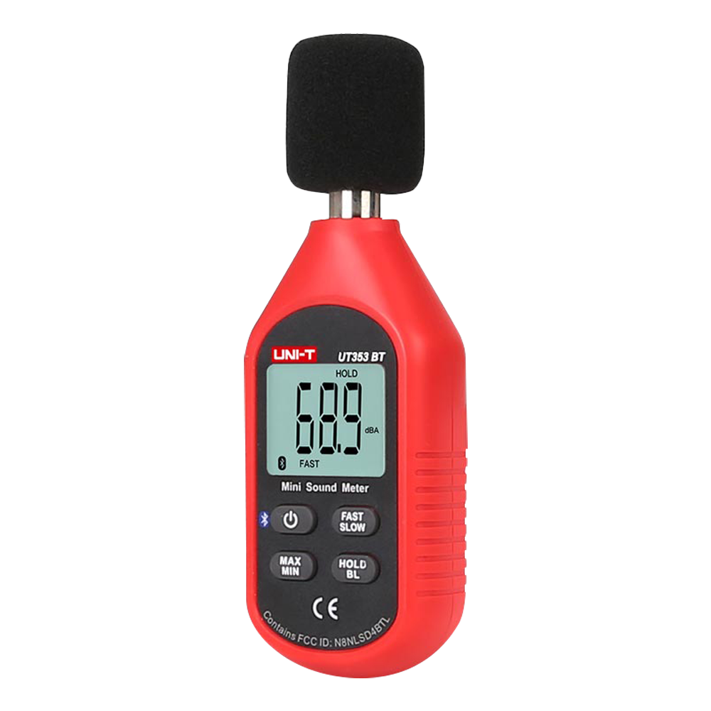 (UT353-BT) Sonomètre - Capture le bruit jusqu'à 130 dB avec une réponse rapide - Écran LCD rétroéclairé - Connexion via Bluetooth et application - Conception ergonomique et légère avec interface intuitive - Arrêt automatique