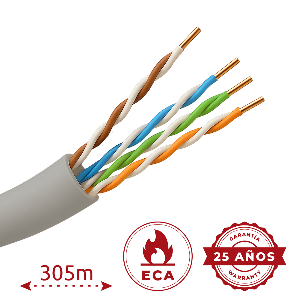 (UTP5E-305-PVC-Eca) Câble UTP Safire - Catégorie 5E - Rouleau de 305 mètres | Diamètre 5 mm - Conducteur CCA  - Revêtement couleur gris - Certificat ISO/IEC11801, TIA-568-C.2, YD/T1019