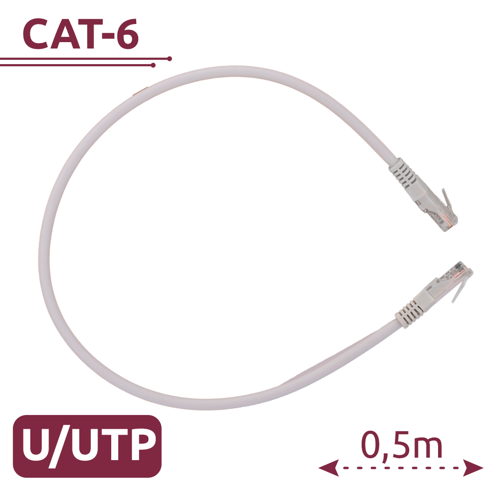 [UTP6-H-05W] (UTP6-H-05W) Câble UTP - Ethernet - Connecteurs RJ45 - Catégorie 6 - 0,5 m - Couleur blanche