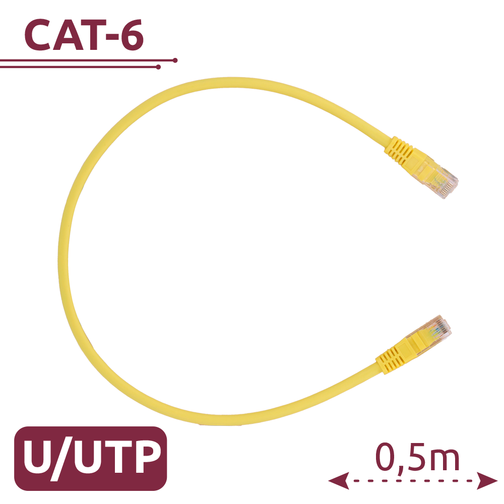 [UTP6-H-05Y] (UTP6-H-05Y) Câble UTP - Ethernet - Connecteurs RJ45 - Catégorie 6 - 0,5 m - Jaune