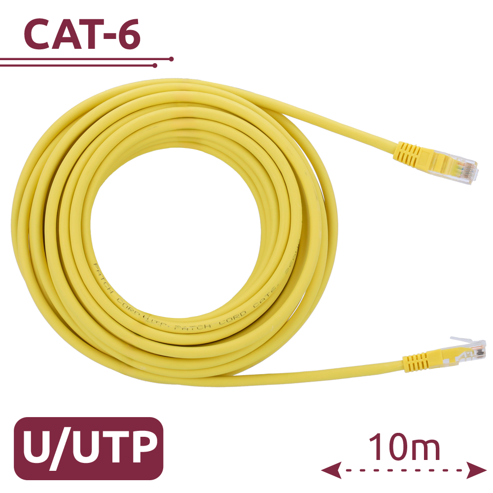 [UTP6-H-10Y] (UTP6-H-10Y) Câble UTP - Ethernet - Connecteurs RJ45 - Catégorie 6 - 10 m - Jaune