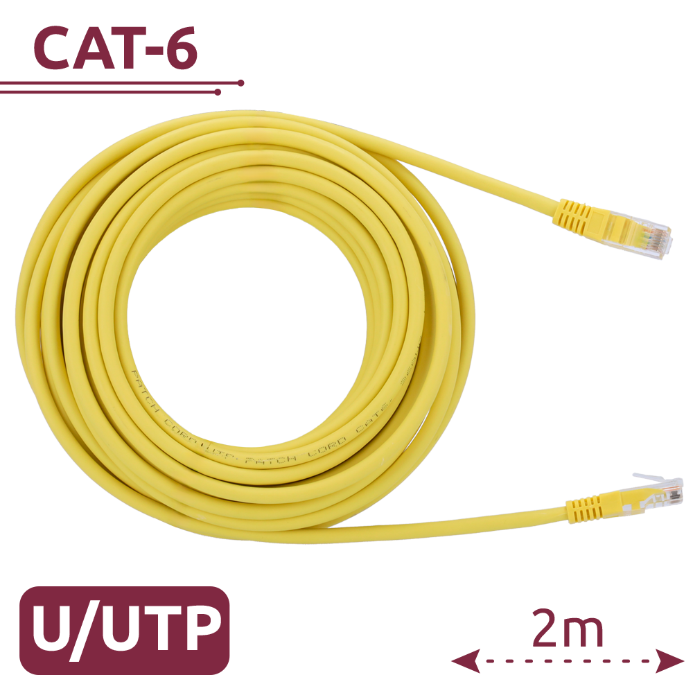 (UTP6-H-2Y) Câble UTP - Ethernet - Connecteurs RJ45 - Catégorie 6 - 2 m - Jaune