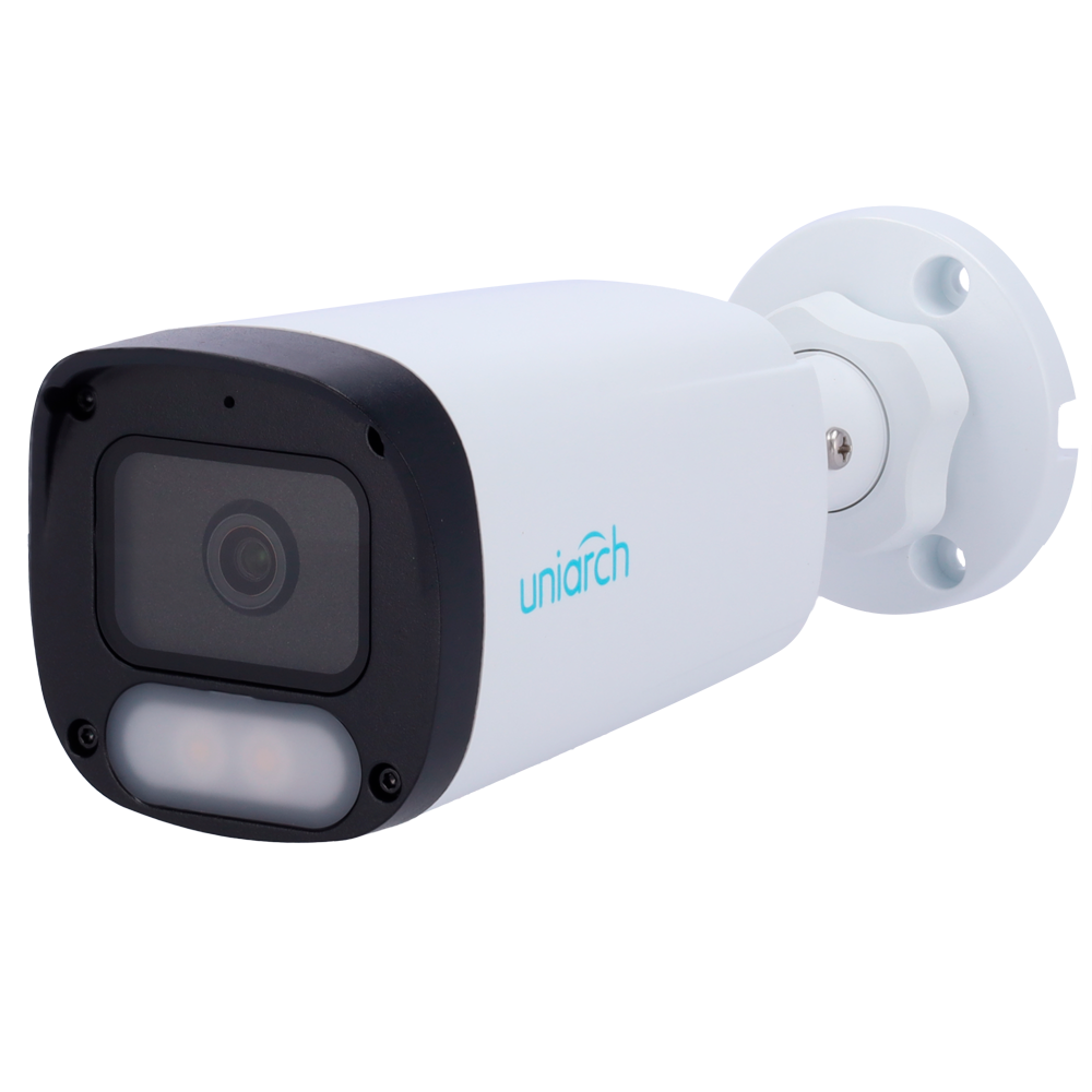 [UV-IPC-B244-ADF28K-WP] (UV-IPC-B244-ADF28K-WP) Caméra Bullet IP | Uniarch - 4 MP | Objectif 2.8 mm | microSD 512 Go - Lumière blanche 30 m | WDR 120 dB - Color Hunter avec la technologie WISE-ISP - PoE | UMD | IP67 - Bouton de réinitialisation : Microphone intégré
