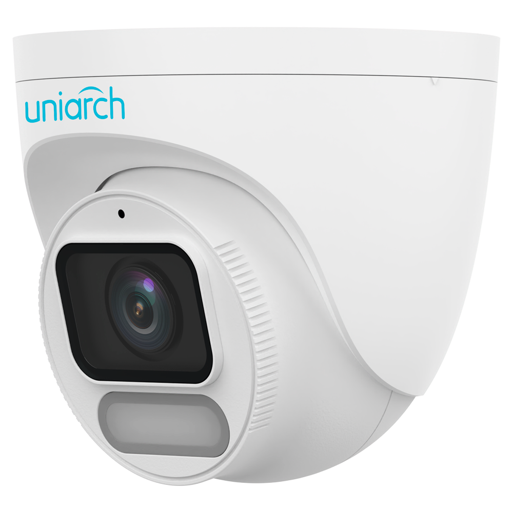 [UV-IPC-T242-ADF28K-WP] (UV-IPC-T242-ADF28K-WP) Caméra IP Turret | Uniarch - 2 MP | Objectif 2.8 mm | microSD 512 Go - Lumière blanche 30 m | WDR 120 dB - Color Hunter avec la technologie WISE-ISP - PoE | UMD | IP67 - Bouton de réinitialisation : Microphone intégré