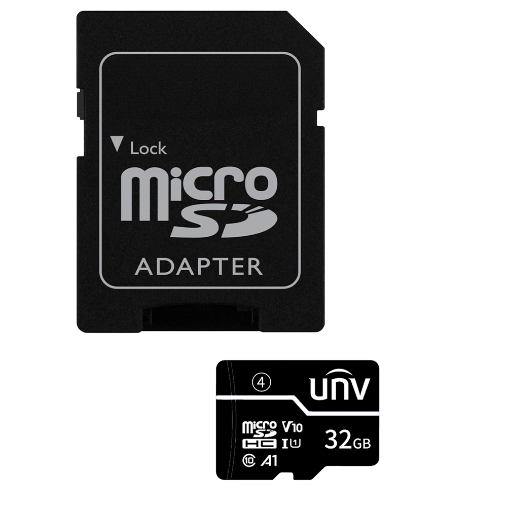 (UV-TF-32G-T-C) Tarjeta de memoria con adaptador Uniview - microSD | Capacidad 32 GB - Clase 10 | Velocidad escritura 71 MB/s - Hasta 1.000 ciclos de escritura - Formato exFAT - Ideal para móviles, tablets, etc.