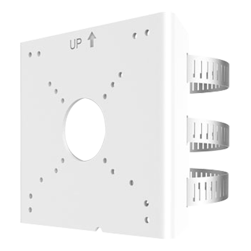 (UV-TR-UP06-C-IN) Support pour mâts - Pour caméras bullet - Convient pour une utilisation en extérieur - Rang diamètre 67~127 mm - Couleur blanche - Passage de câble