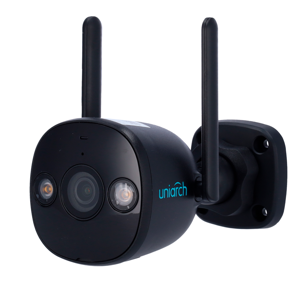 (UV-UHO-B2D-M5F3D-BLACK) Caméra IP Wi-Fi Uniarch Panda série B - Résolution jusqu'à 5Mpx, Haute qualité d’image - Détection des personnes et des véhicules - MicroSD 128GB - Double éclairage intelligent: IR et lumière blanche - Audio Bidirectionnel: Microphone et haut parleur - Ultra H.265 | IP67 | Noir