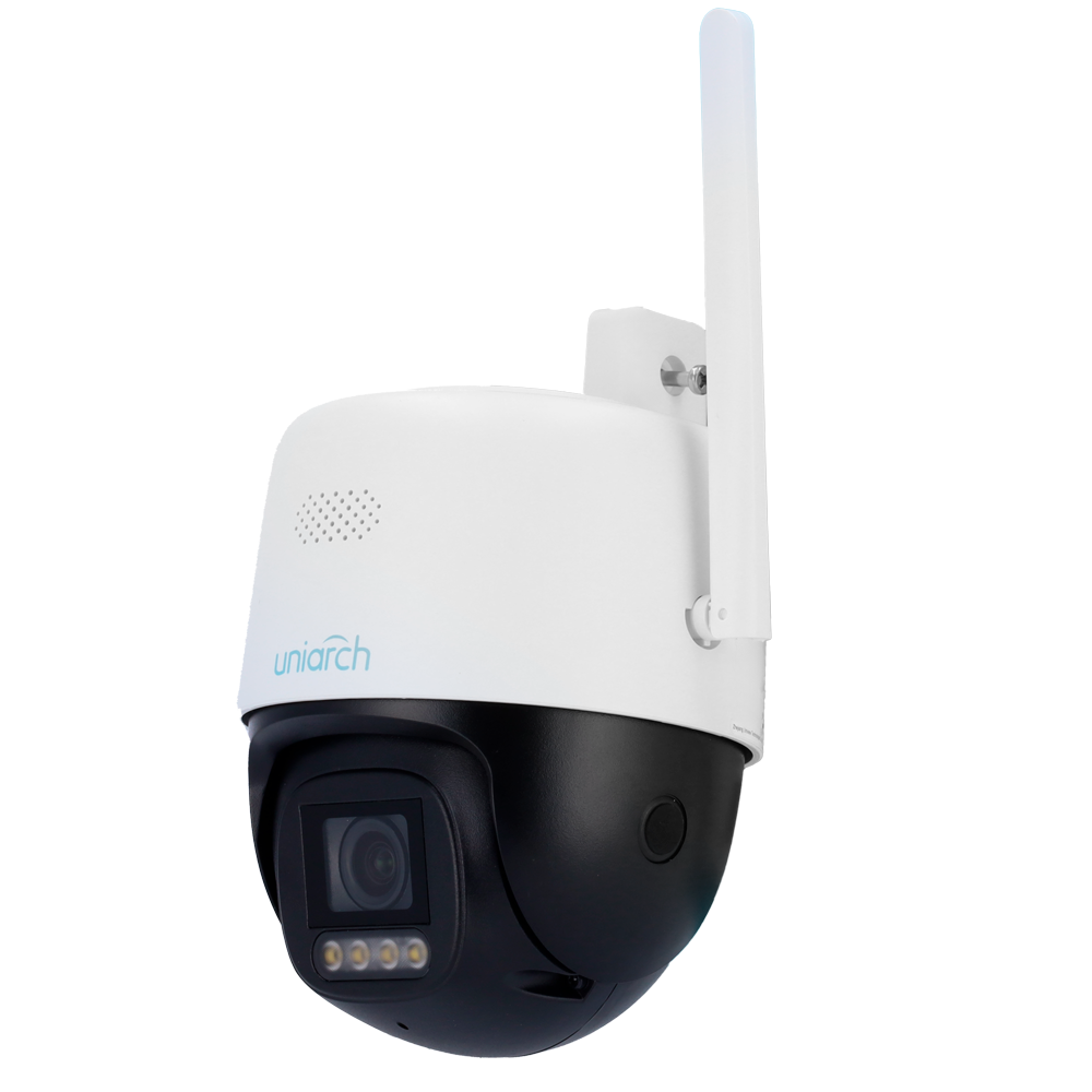 (UV-UHO-P3C-M5F4) Caméra IP PT Wi-Fi Wise-ISP Uniarch - Résolution jusqu'à 5Mpx, haute qualité d'image - Détection des personnes et dissuasion active - Double éclairage intelligent: IR et lumière blanche - MicroSD 512GB - Apte pour extérieur IP66