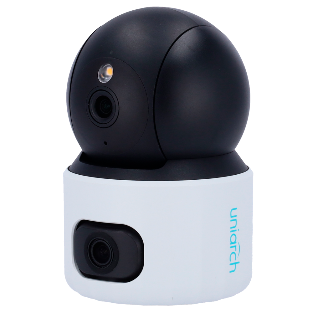 (UV-UHO-S3S-M33D) Caméra IP Wi-Fi Panda Série S Uniarch - 3 MP | 2 x 4 mm 512 microSD [%VAR%] Go - IR 10 m | Lumière blanche 10 m  - Caméra panoramique + caméra PT - UMD : Détection des pleurs et des animaux de compagnie - Audio Bidirectionnel: Microphone et haut parleur