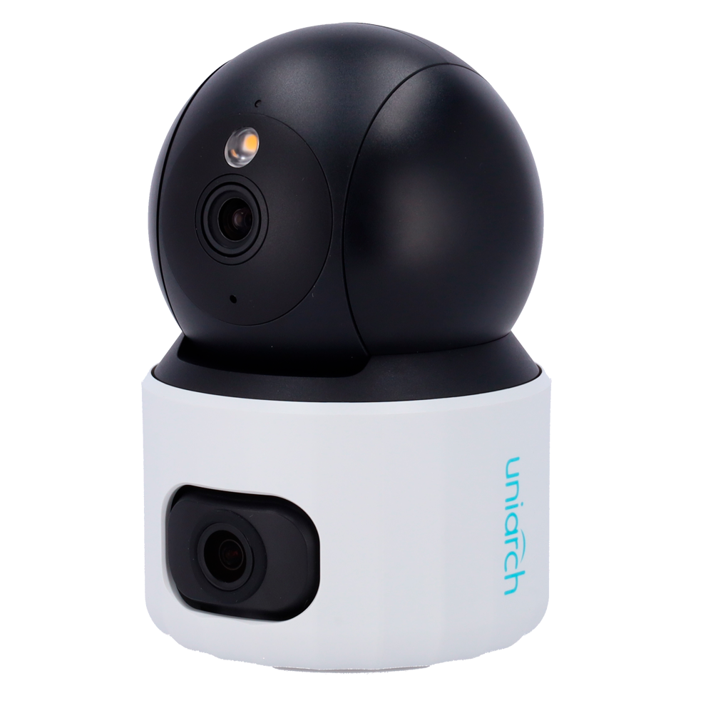 (UV-UHO-S3S-M33F36D) Caméra IP Wi-Fi Panda Série S Uniarch - 3 MP | 2.8 mm + 6 mm 512 microSD [%VAR%] Go - IR 10 m | Lumière blanche 10 m  - Caméra panoramique + caméra PT - UMD : Détection des pleurs et des animaux de compagnie - Audio Bidirectionnel: Microphone et haut parleur