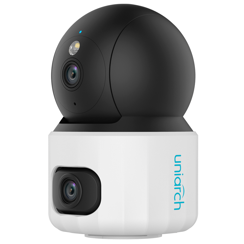(UV-UHO-S3S-M55F36D) Caméra IP à double objectif Uniarch - 5 MP | Objectif 2.8 mm | IR 10 m - 5 MP | Objectif 6 mm | Lumière blanche 10 m - Caméra Wi-Fi Double objectif 2.4 GHz - UMD : Détection audio : Détection de cris - Audio Bidirectionnel: Microphone et haut parleur