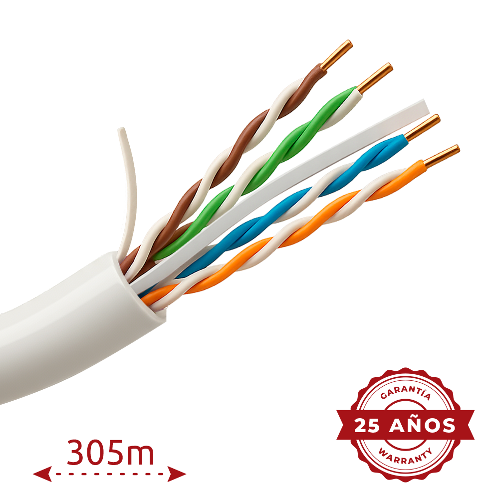 (UV-UTP6A-300-BC23AWG-DCA-R-W) Câble Uniview UTP Catégorie 6A - Conducteur OFC,100% cuivre - Diamètre 23 AWG-0,55mm - Certificat CPR: Dca-s2,d2,a2  - Revêtement extérieur LSZH / Blanc -  Fournis sur des bobines en bois de 305m