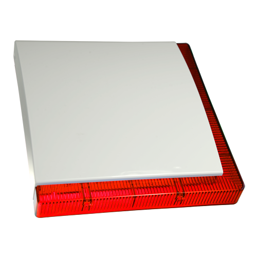 (VEGA-PLUS-R) Sirène cablée pour extérieur - Certificat de grade 3 - Puissance sonore max. 112 dBA - Flash de 2 barres de LEDs de signalisation - Lumière rouge et frontale personnalisable - Batterie de secours incluse