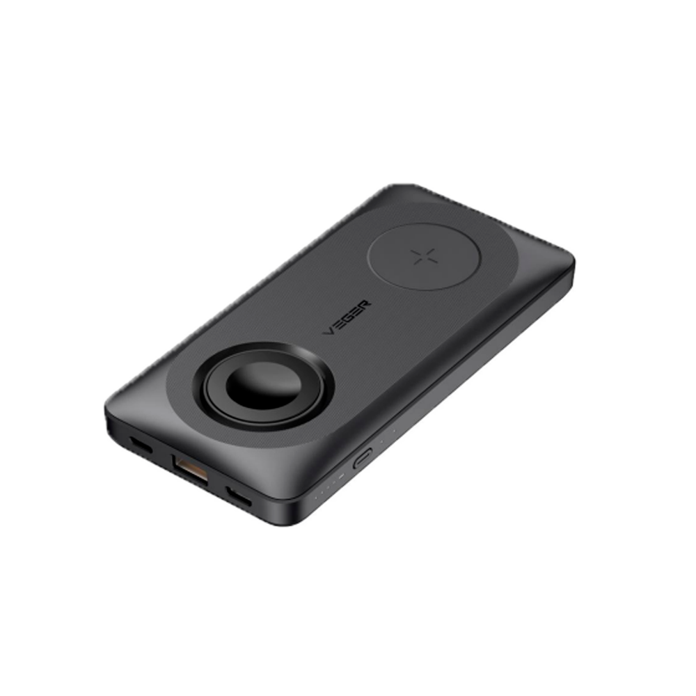 (VG-W1156) Batterie externe magnétique et sans fil VEGER  - Capacité 10000mAh - Entrées 2x USB-C, Lightning - Sorties USB-C, USB-A, 2x Sans fil - Charge 4 dispositifs à la fois - Charge rapide PD22.5W
