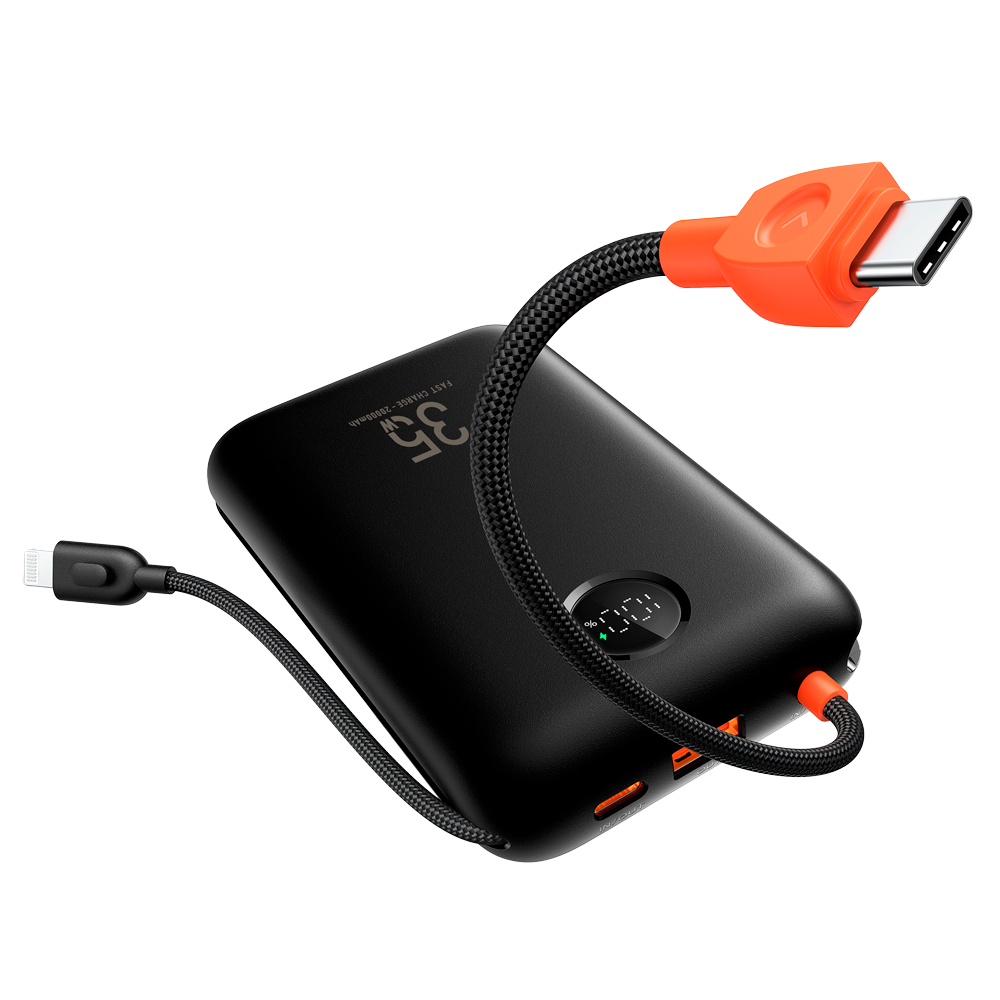 (VG-W2068) VEGER Power bank con pantalla LCD - Capacidad 20000mAh - Entradas USB-C, Cable USB-C - Salidas USB-C, USB-A y cables integrados - Cables integrados: USB-C y Lightning - Carga ultrarrápida | 4 dispositivos a la vez