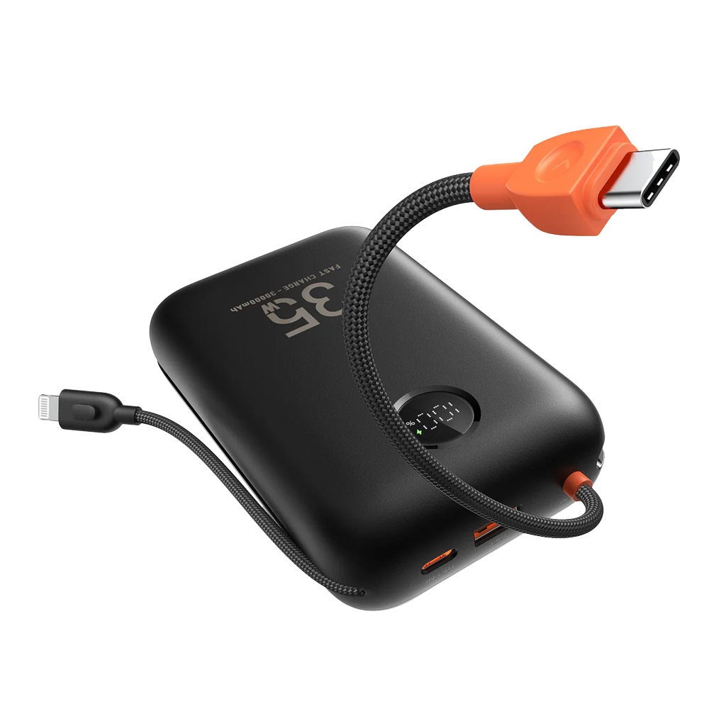 (VG-W3018) Veger Power Bank  - Capacidad 30000mAh - Entradas USB-C y Cable USB-C - Salidas USB-C, USB-A y cables incluidos - Cables incluidos: USB-C y Lightning - Carga rápida | 3 dispositivos a la vez