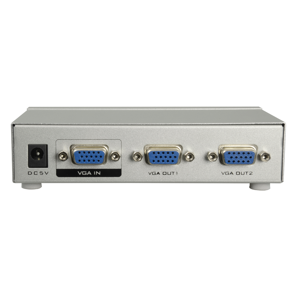 (VGA-SPLITTER-2) Multiplicateur de signal VGA - 1 entrée VGA - 2 sortie VGA - VGA, SVGA, XGA, Multisync - Distance aux moniteurs: 65 mètres - Alimentation DC 5 V
