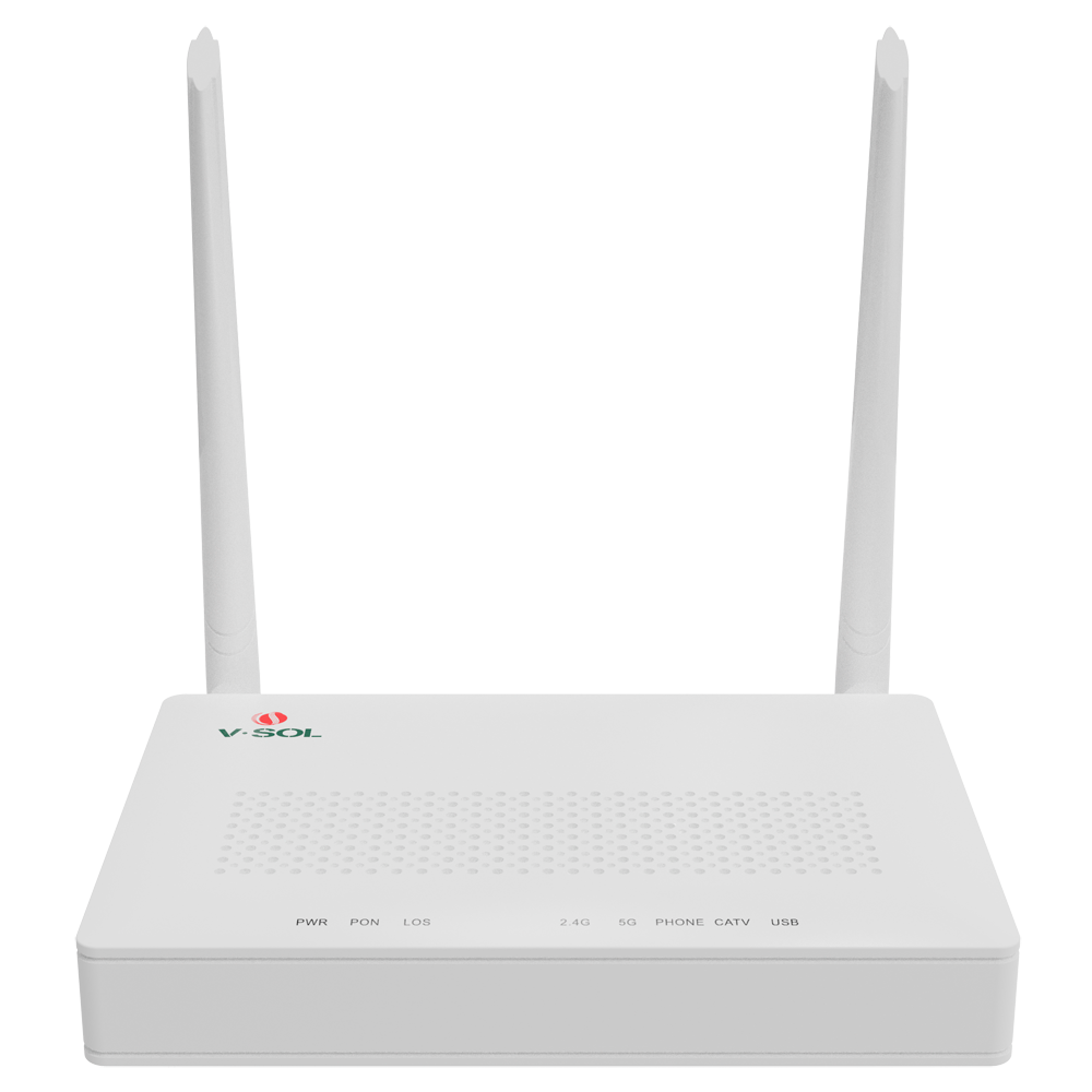(VSOL-HG325ACT-A) V-SOL Router ONT Wi-Fi 5 - 1X PON  4x LAN RJ45 GE 1x RJ11 1x CATV - 802.11ac 2x2 doble banda 2.4 y 5GHz  - Ideal para FTTH doméstico y empresarial