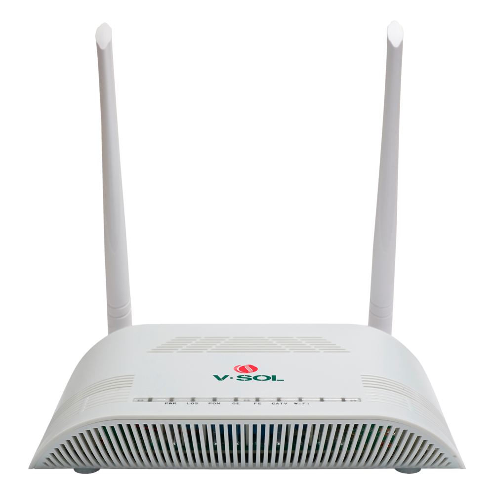 (VSOL-V2802GWT) V-SOL Router ONT Wi-Fi 4 CATV - 1X PON  1x LAN RJ45 FE 1x LAN RJ45 GE 1x CATV - 802.11ac 2x2 doble banda 2.4 y 5GHz  - Ideal para FTTH doméstico y empresarial