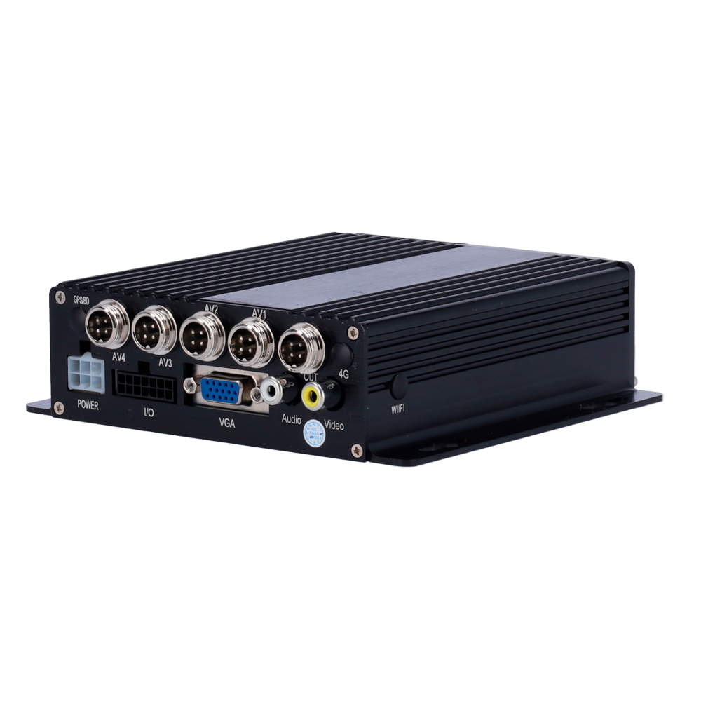 (VW-9034S-4CH) MDVR de base 4 canaux AHD 1080P - Enregistrement sur carte SD - Connecteurs M12 4 broches - 4 entrées d'alarme et 2 sorties