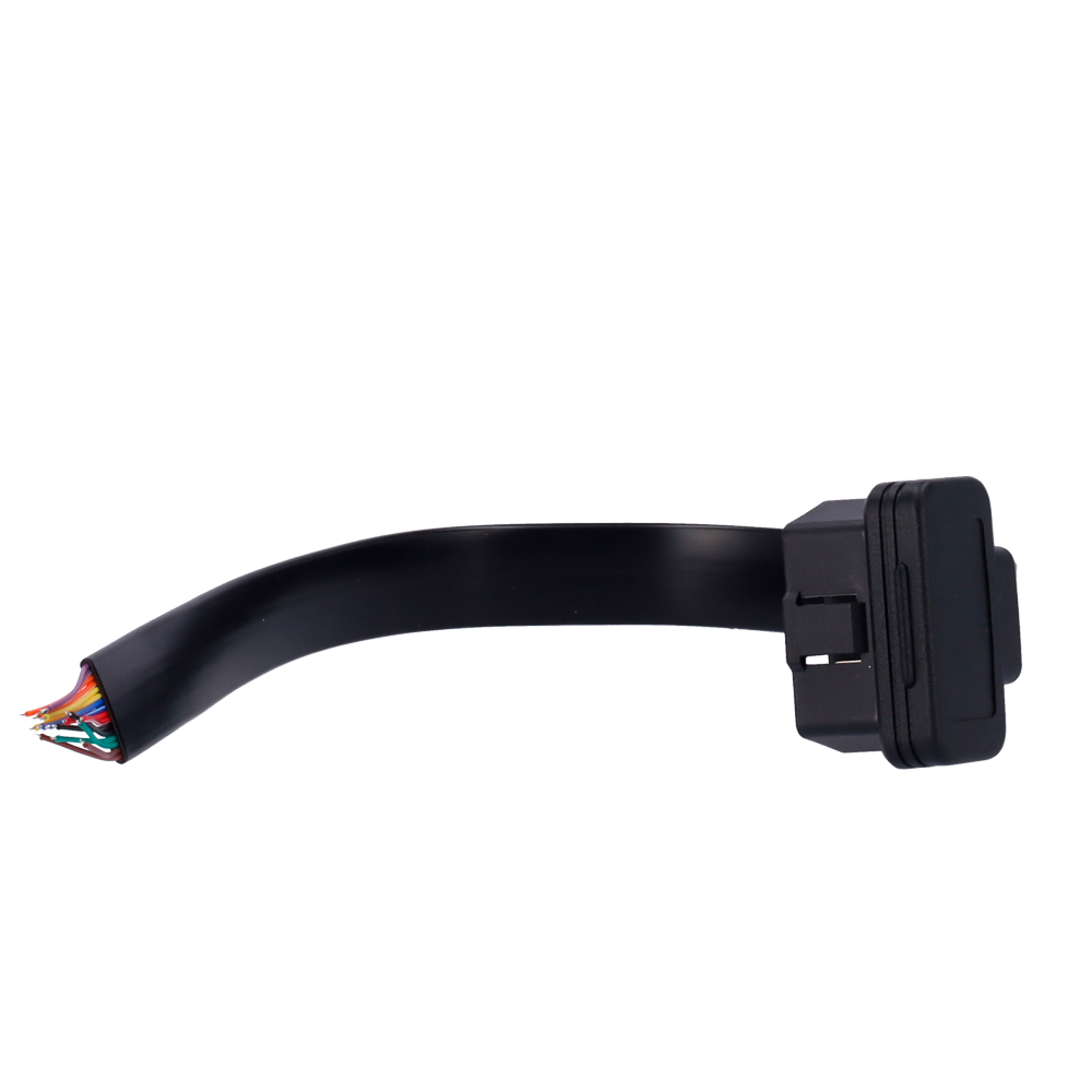 (VW-OBD-SLIM) Câble OBD2 mâle - 16 fiches - Longueur 30cm - Profil bas - Pour le soudage - Couleur noir