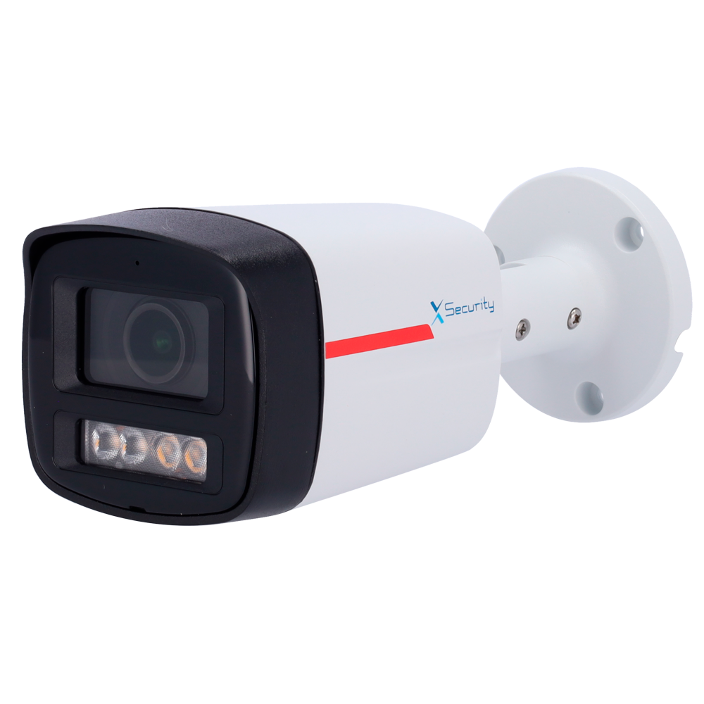 (XS-IPB028CA-4P-WIZCOLOR) X-Security Cámara IP Bullet Wizcolor - 4 Megapíxel (2688x1520) | Sensor 1/1.8" F1.0 - Lente 2.8mm / Led blanco 50m - WDR 120dB | Micrófono integrado - WizSense, con clasificación de humano y vehículo - MicroSD 256GB | IP67