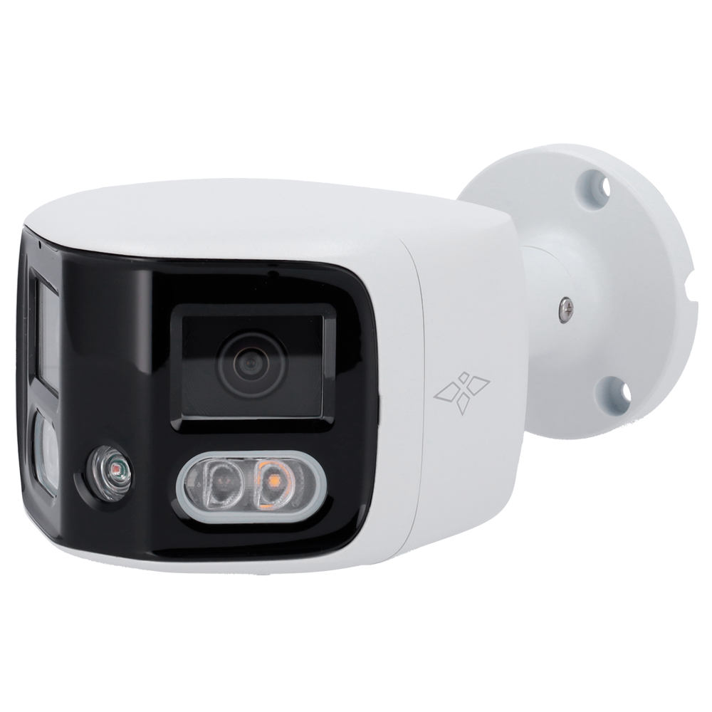 (XS-IPB180A-8U-PAN-TIOC) Caméra Bullet IP X-Security 8 Mégapixel - Dissuasion active | SMD 4.0 - 2 Objectifs 2.8 mm / Dual Light 20m - WDR 120 dB | Microphone et haut-parleur intégrés - PoE | H.265 - Fonctions intelligentes