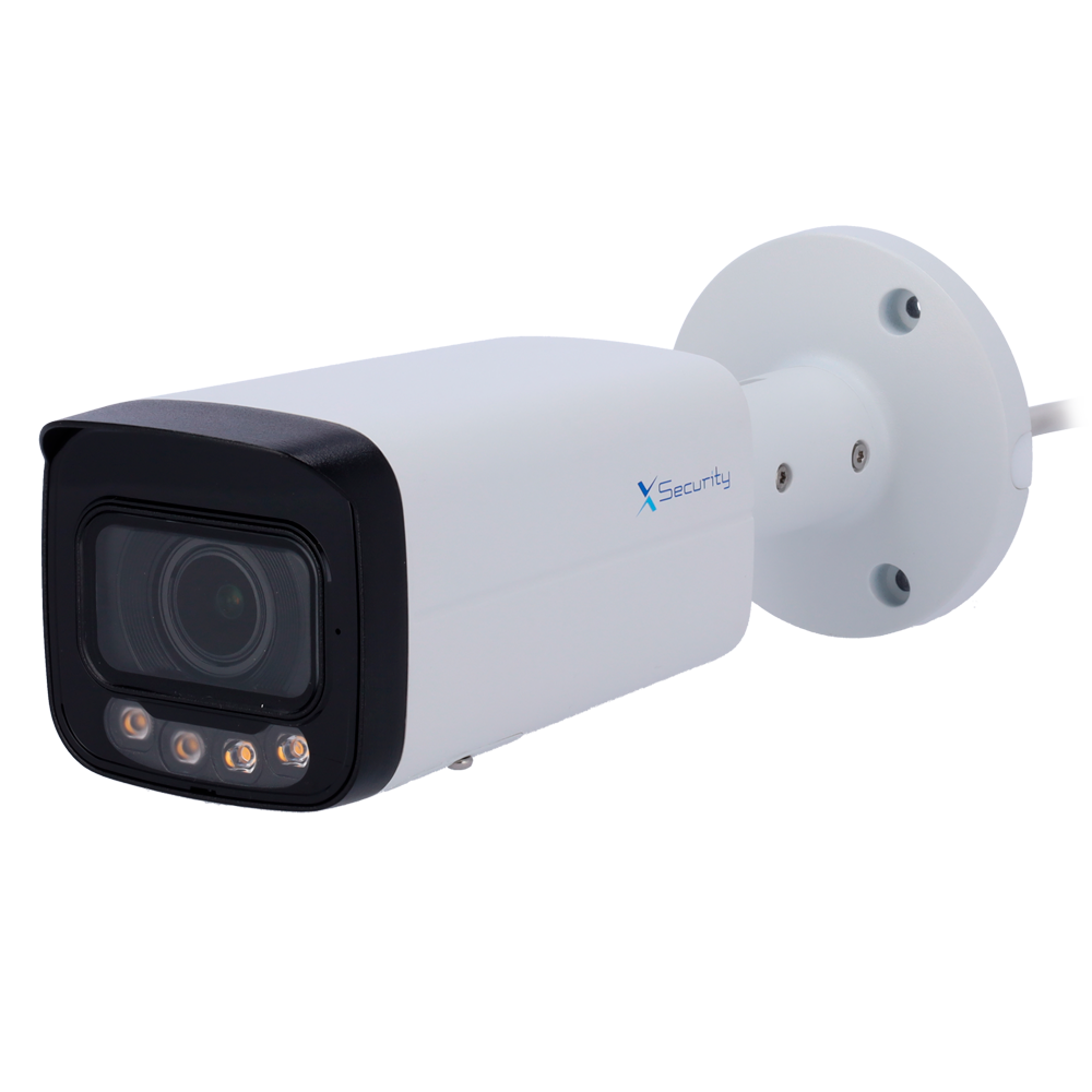 (XS-IPB829ZA-6P-DL-WIZ) X-Security Cámara IP Bullet - 6 Megapíxel  (3288x1850) - Lente Motorizada 2.7~13.5mm - WDR 120dB | Dual Light (IR 60m y Luz Blanca 60m) - WizSense, con clasificación de humano y vehículo - MicroSD | IP67 | PoE | SMD Plus