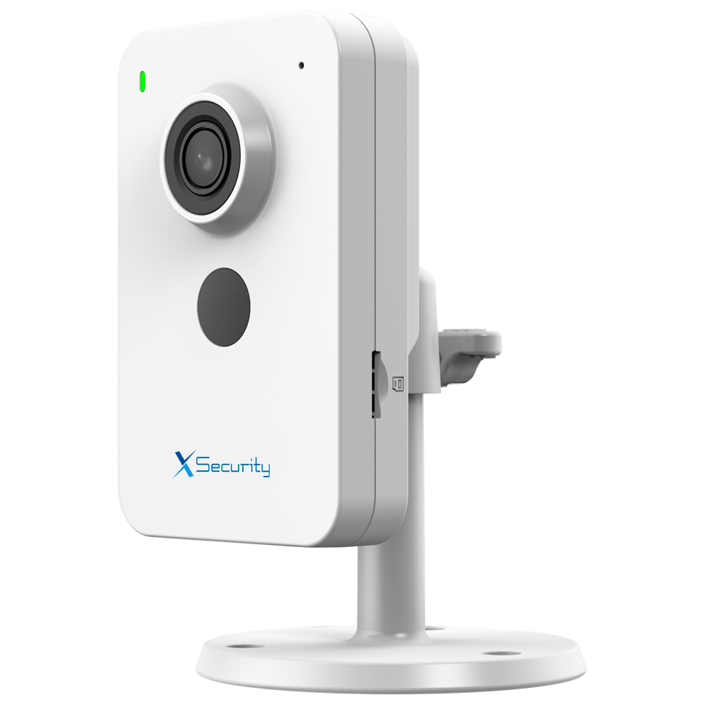 (XS-IPC4K-4EW-PIR) Caméra cubique IP X-Security  - 4 Megapixel (2560x1440) - Objectif 2.8 mm : Détection des personnes et des véhicules - LED IR 30m | Microphone et haut-parleur intégrés - Wi-Fi 6 | Emplacement pour carte Micro SD | PoE - Étanche IP67