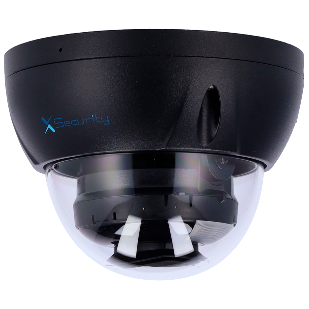 (XS-IPD842A-8P-DL-WIZ-BLACK) Caméra dôme IP X-Security - 8 Mégapixel (3840×2160) - Objectif fix 2.8mm - WDR 120dB | Dual Light(IR 30m et lumière blanche 30m) - WizSense, avec classification des personnes et des véhicules - MicroSD 256GB / IP67 &amp; IK10