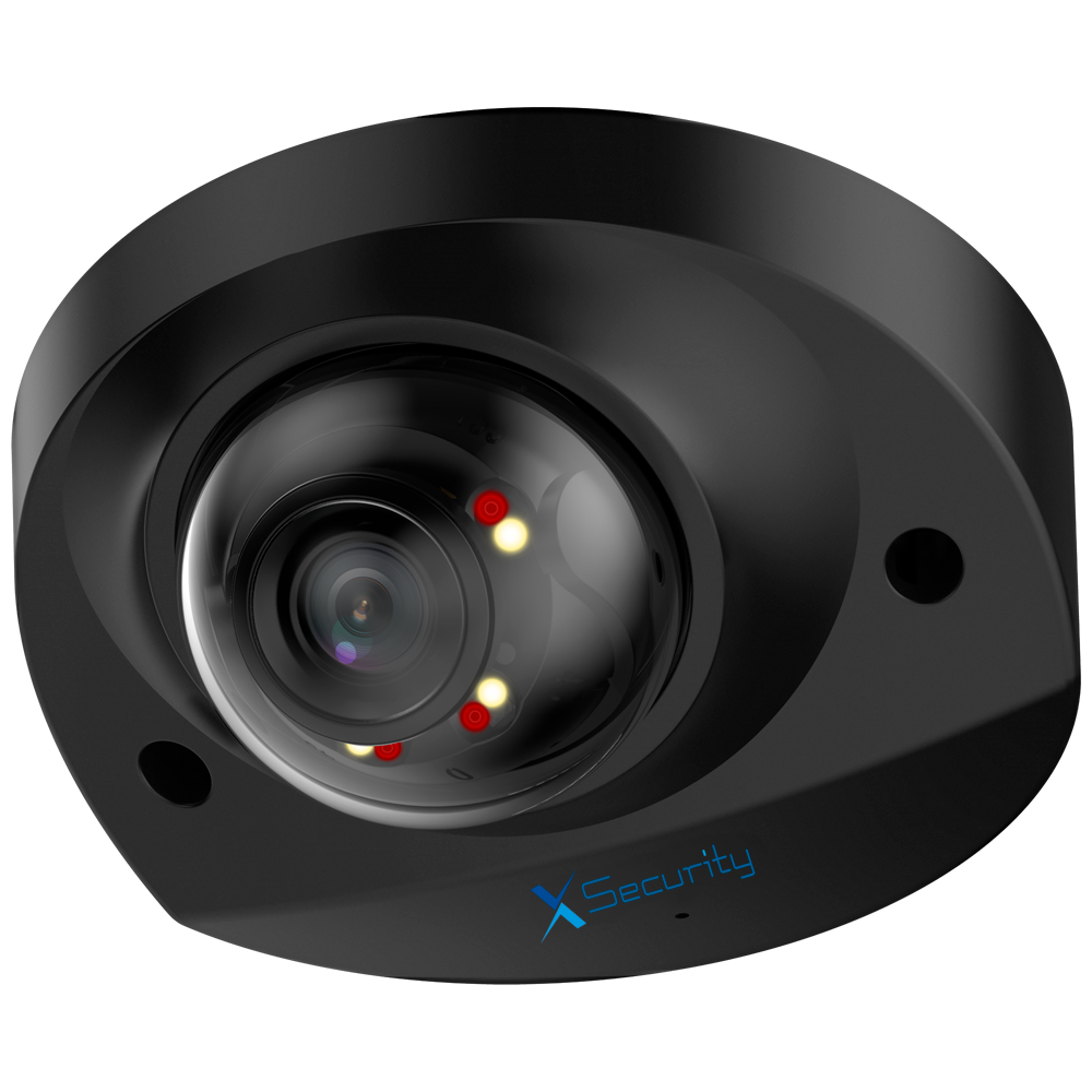 (XS-IPD909A-4P-DL-WIZ-BLACK) X-Security Cámara IP Mini Domo - 4 Megapíxel  (2688x1520) - Lente fija 2.8mm - WDR 120dB | Dual Light alcance 30 m - WizSense, con clasificación de humano y vehículo - Micro SD | IP67 | IK10