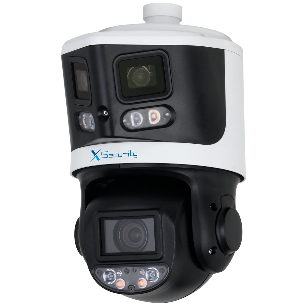 (XS-IPSD5510TA-8P-TIOC-TANDEM) X-Security IP tándem gama ULTRA - Doble Lente (Panorámica 8Mpx + PTZ 4Mpx) - Lente PTZ 4~40 mm | 10X | PoE+ - Lente panorámica 2.8 mm | Dual Light 70 m - AutoTracking | Alarmas | Audio | MicroSD | IP66 - IVS | SMD 4.0 | Smartlight | Face Capture