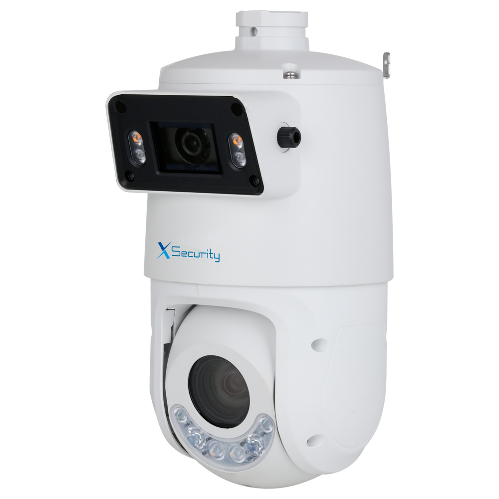 (XS-IPSD6325TA-4P-DL-TANDEM) X-Security IP tándem gama ULTRA - Doble Lente (Panorámica 2Mpx + PTZ 4Mpx) - Lente PTZ 5~125 mm | 25X | PoE+ - Lente panorámica 2.8 mm | Dual Light 100 m - AutoTracking | Alarmas | Audio | MicroSD | IP66 - IVS | SMD 4.0 | Smartlight