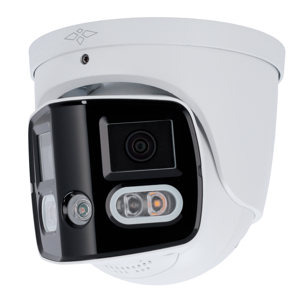 (XS-IPT180A-8U-PAN-TIOC) Caméra Turret IP X-Security 8 Mégapixel - Dissuasion active | SMD 4.0 - 2 Objectifs 2.8 mm / Dual Light 20m - WDR 120 dB | Microphone et haut-parleur intégrés - PoE | H.265 - Fonctions intelligentes