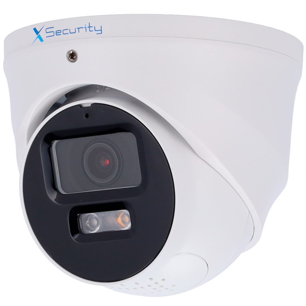 (XS-IPT981A-4P-SL-WIZ) Caméra IP Turret de X-Security  - 4 Mégapixel (2688x1520) - Objectif 2.8mm / DualLight (30m IR+30m Lumière blanche) - WDR 120 dB | Dissuasion active avec haut-parleur et lumière - WizSense, avec classification des personnes et des véhicules - MicroSD 256GB / IP67